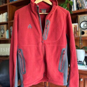 Eddie Bauer First Ascent Full-Zip Fleece – Red/Grey (Size Medium)
